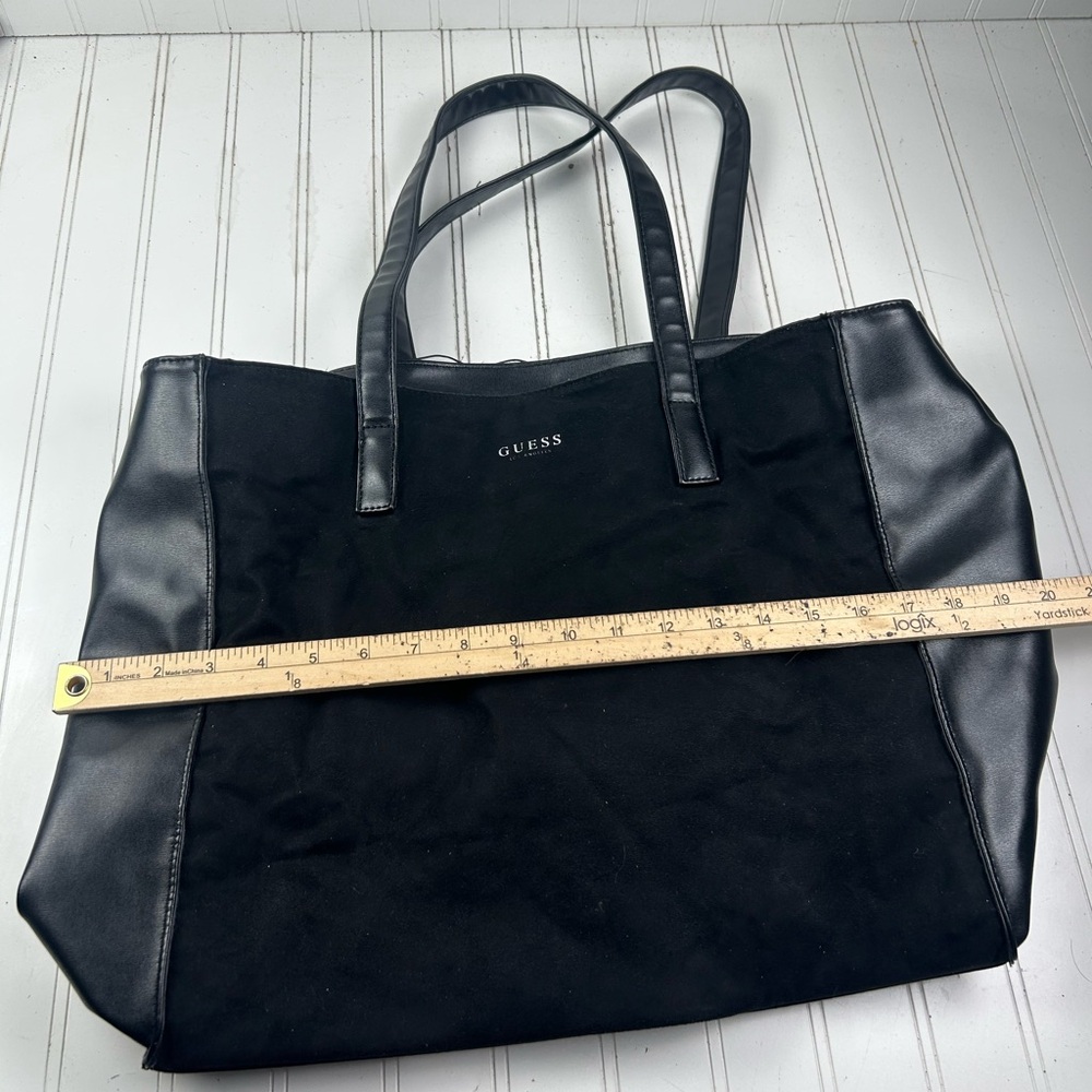 GUESS Y2K Black Suede Large Tote Bag Purse Bundle Wallet Sunglasses Case 3Pc - Picture 12 of 13